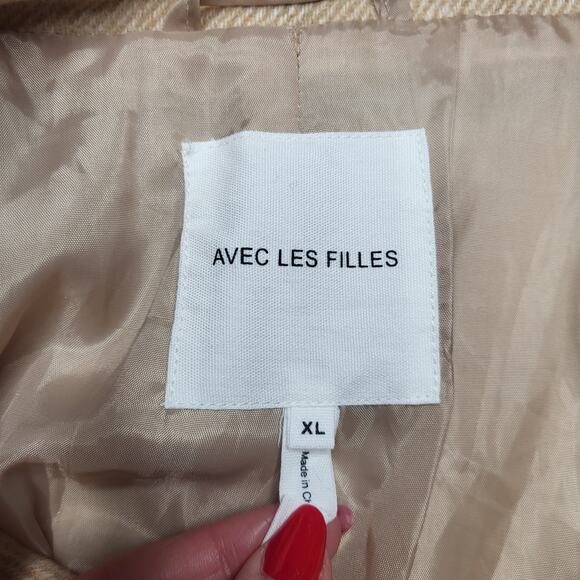 Avec Les Filles Twill Moto Jacket Camel Tan Beige Zipper Coat Mid Weight XL - Picture 10 of 12